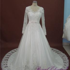 Long sleeve Lace A Line Wedding Dress 14017